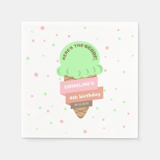 Here's The Scoop Mint Ice Cream Sweet Birthday Serviette (Vorderseite)