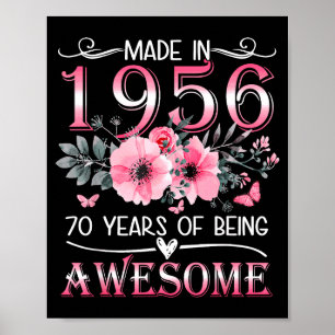 Hergestellt 1956 Floral 70. Geburtstag 70 Poster