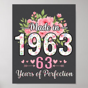 Hergestellt 1963 Floral 63. Geburtstag Frauen 63 J Poster