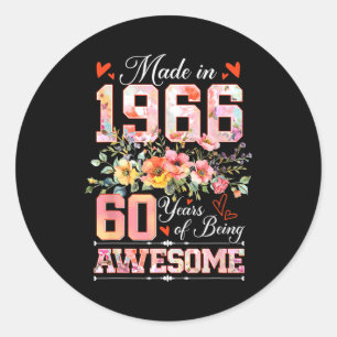 Hergestellt 1966 Blumen zum 60. Geburtstag Frauen Runder Aufkleber