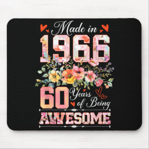 Hergestellt 1966 floraler 60. Geburtstag Frauen 60 Mousepad