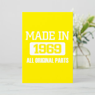 Hergestellt 1969 Originalteile Einladung