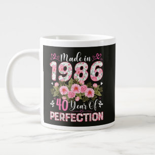 Hergestellt 1986 40 Jahre Perfektion Floral Jumbo-Tasse