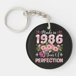 Hergestellt 1986 40 Jahre Perfektion Floral Schlüsselanhänger