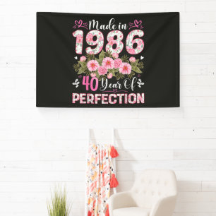 Hergestellt 1986 Floral 40. Geburtstag Frauen Flor Banner