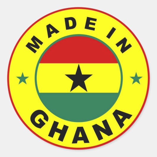 hergestellt auf dem Gana-Länderkennzeichen um die Runder Aufkleber (Vorderseite)