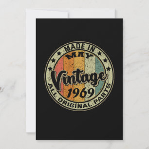 Hergestellt im Mai Vintage 1969 Originalteile Einladung