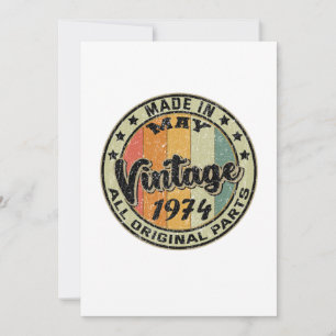 Hergestellt im Mai Vintage 1974 Alle Originalteile Einladung