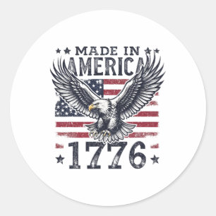 Hergestellt in Amerika 1776 Adler USA Patriotisch  Runder Aufkleber