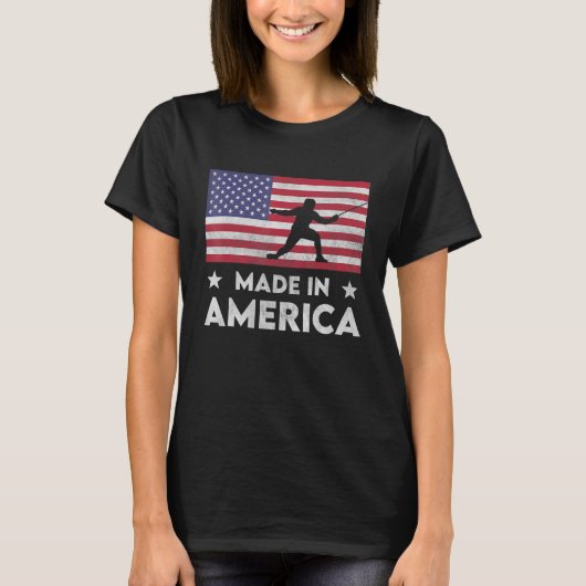 Hergestellt in Amerika National Flag Fencing für M T-Shirt (Vorderseite)