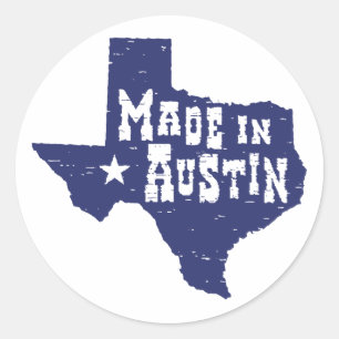 Hergestellt in Austin Runder Aufkleber
