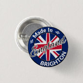Hergestellt in Brighton England Union Jack Flag Button (Vorne & Hinten)