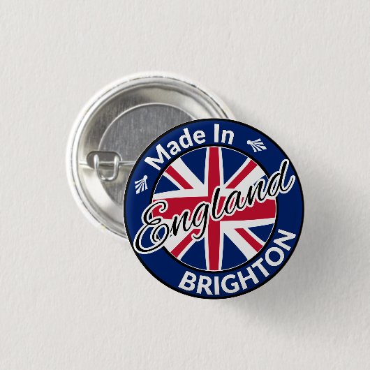 Hergestellt in Brighton England Union Jack Flag Button (Vorne & Hinten)