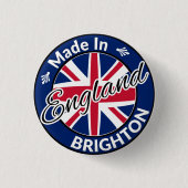 Hergestellt in Brighton England Union Jack Flag Button (Vorderseite)