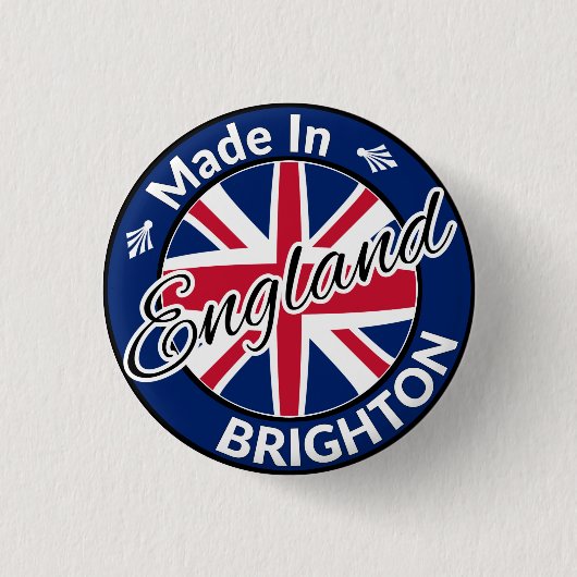 Hergestellt in Brighton England Union Jack Flag Button (Vorderseite)