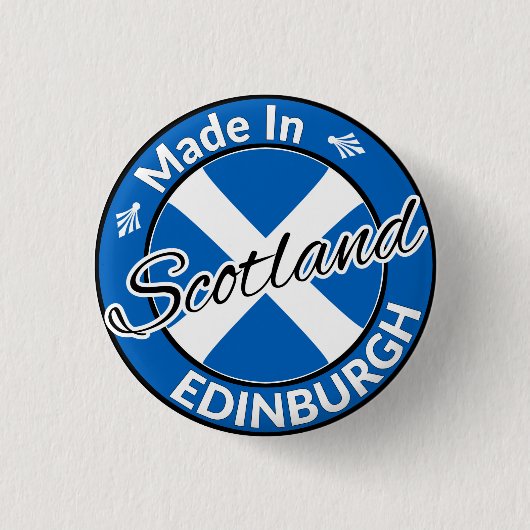Hergestellt in Edinburgh Scotland Saltire Flag Button (Vorderseite)