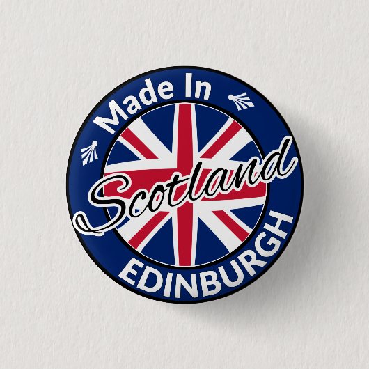 Hergestellt in Edinburgh Scotland Union Jack Flag Button (Vorderseite)