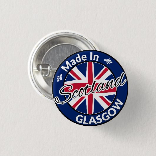 Hergestellt in Glasgow Scotland Union Jack Flag Button (Vorne & Hinten)