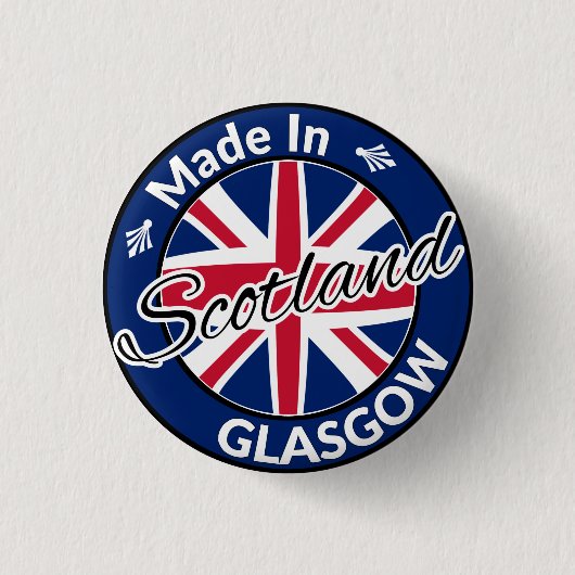 Hergestellt in Glasgow Scotland Union Jack Flag Button (Vorderseite)