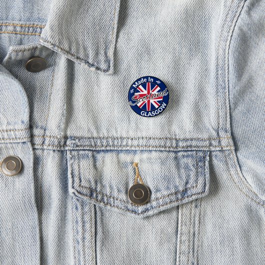 Hergestellt in Glasgow Scotland Union Jack Flag Button (Beispiel)