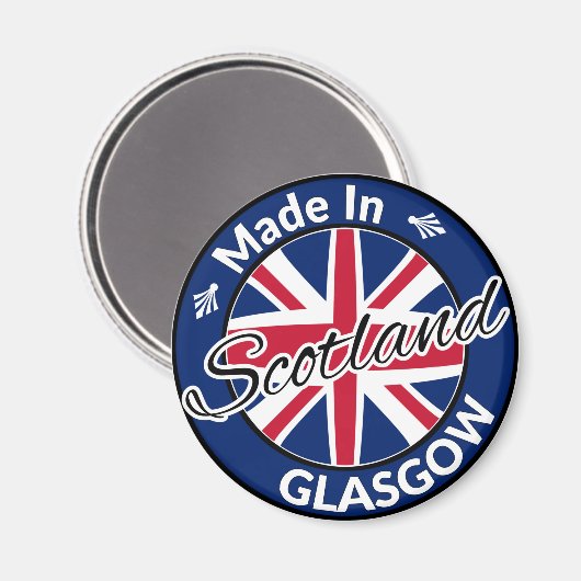 Hergestellt in Glasgow Scotland Union Jack Flag Magnet (Vorderseite/Rückseite)