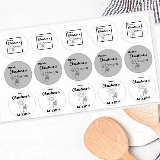 Hergestellt in [Ihr Name] Küche Holzlöffel Etiketten