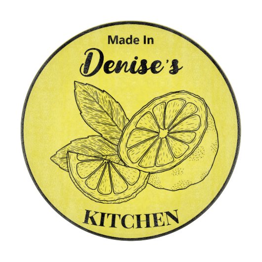 Hergestellt in [Ihrem Namen] Küchenlemonen in beli Schneidebrett (Vorderseite)