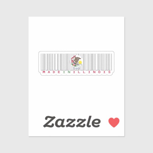 Hergestellt in Illinois Barcode Flag Sticker - Sta (Blatt)