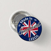 Hergestellt in Leeds England Union Jack Flag Button (Vorne & Hinten)