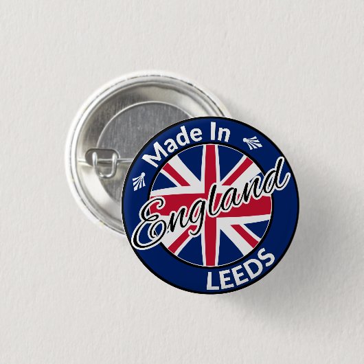 Hergestellt in Leeds England Union Jack Flag Button (Vorne & Hinten)