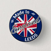 Hergestellt in Leeds England Union Jack Flag Button (Vorderseite)