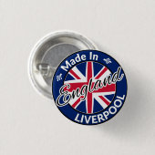 Hergestellt in Liverpool England Union Jack Flag Button (Vorne & Hinten)