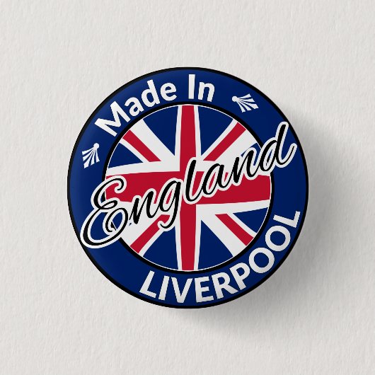 Hergestellt in Liverpool England Union Jack Flag Button (Vorderseite)