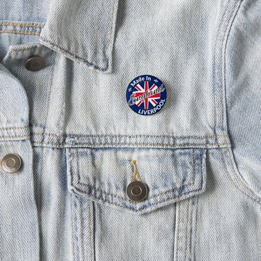 Hergestellt in Liverpool England Union Jack Flag Button (Beispiel)