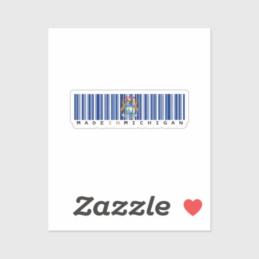 Hergestellt in Michigan Barcode Flag Sticker - Sta (Blatt)