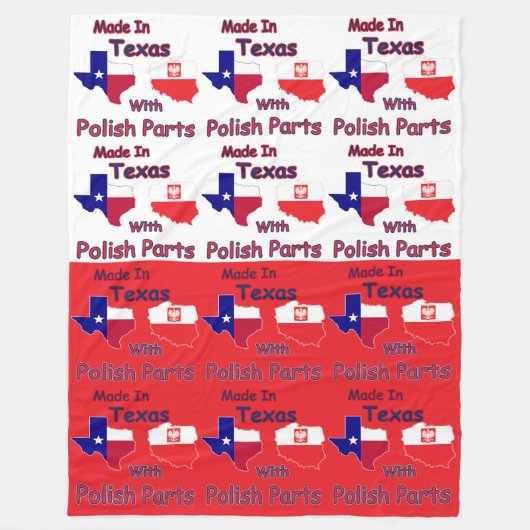hergestellt in Texas mit polnischen Teilen Fleecedecke (Vorderseite)