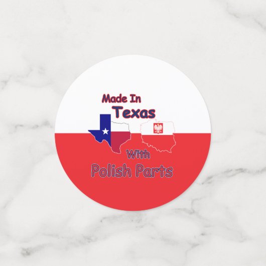 hergestellt in Texas mit polnischen Teilen Konfetti (Klein Vorderseite)