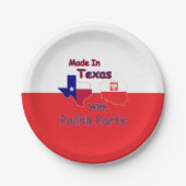 hergestellt in Texas mit polnischen Teilen Pappteller (Vorderseite)