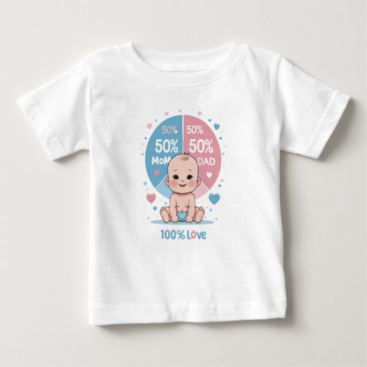 Hergestellt mit 50% Mama, 50% Vater, 100% Liebe Baby T-shirt (Vorderseite)