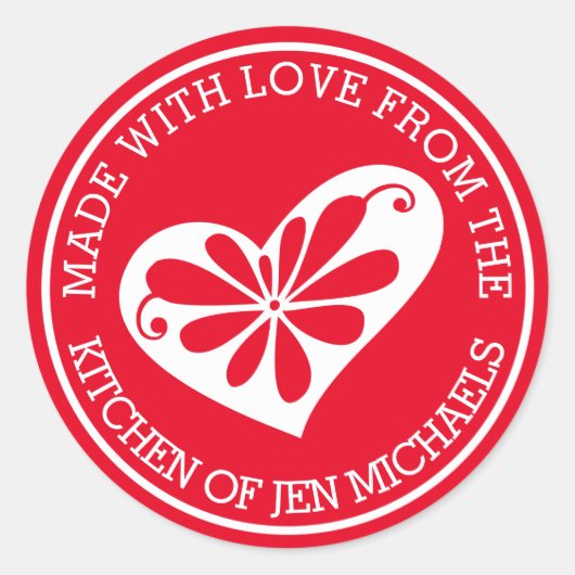 hergestellt mit Liebe aus Runder Aufkleber (Vorderseite)