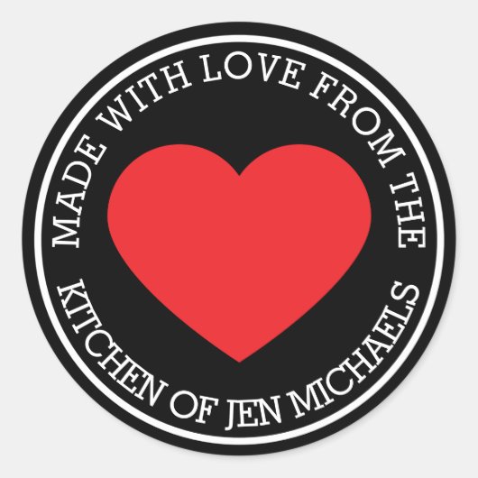 hergestellt mit Liebe aus Runder Aufkleber (Vorderseite)