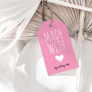 Hergestellt mit Liebe Heart Pink Hang Tag Geschenkanhänger