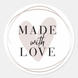 Hergestellt mit Liebe Herz Kleinunternehmen Runder Aufkleber