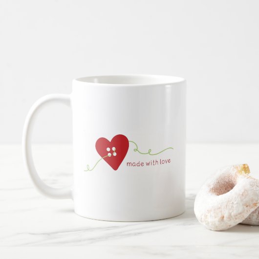 hergestellt mit Liebe Kaffeetasse (Mit Donut)