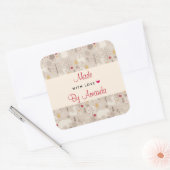 Hergestellt mit Liebe Niedliche Waldtiere Nordic M Quadratischer Aufkleber (Umschlag)