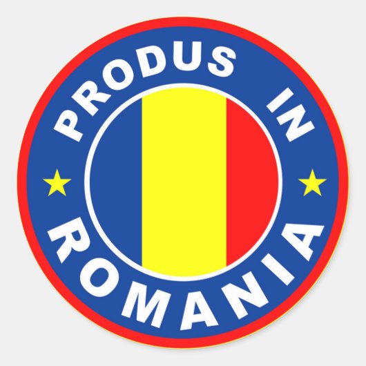 hergestellt unter romanischer Flagge produs romani Runder Aufkleber (Vorderseite)