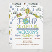 Hergestellt Vier Abenteuer 4. Geburtstag Einladung (Vorne/Hinten)