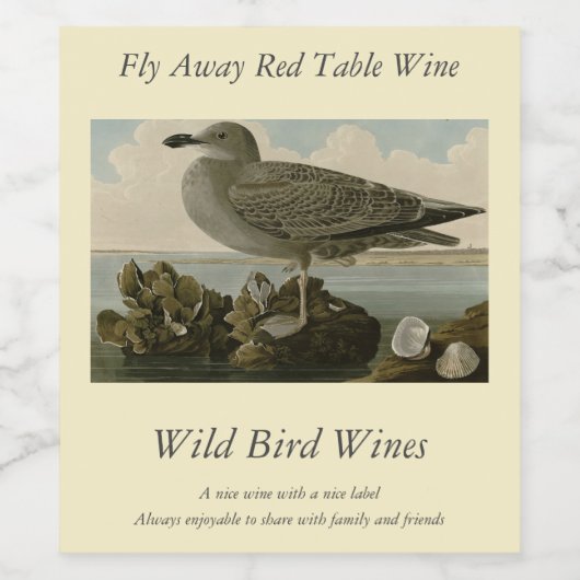 Hering Gull von John Audubons Vögeln in Amerika Weinetikett (Einzelnes Label)