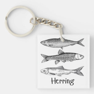 Heringsfische, einfache, minimale Linien Kunst für Schlüsselanhänger