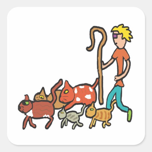 Heringskatzen Quadratischer Aufkleber (Vorderseite)